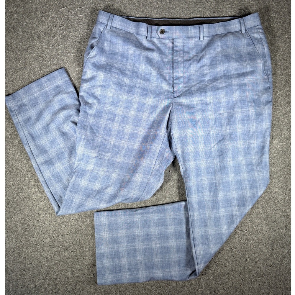 Lauren Ralph Lauren Dress Pants Men 40x32 Blue Plaid Wool Blend Business Formal